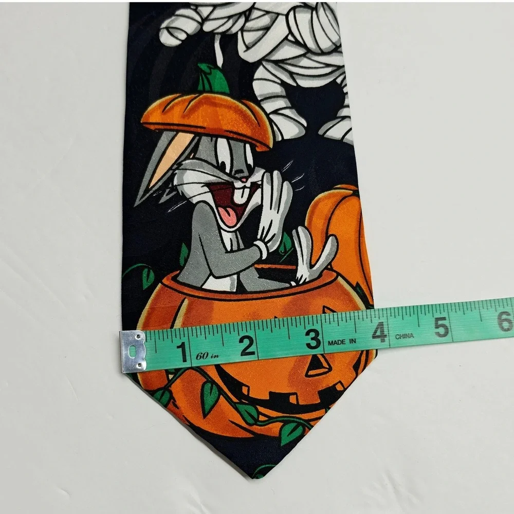 Looney Tunes Necktie Mens OS Blue 1996 Halloween Bugs Bunny Taz Mummy